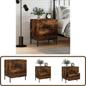 vidaXL Nachtkastje - Gerookt Eiken - Bewerkt Hout - 40x35x47,5 cm Nachtkastje - Kastje - Slaapkamermeubel - Houten Meubels - Bruine Meubelen