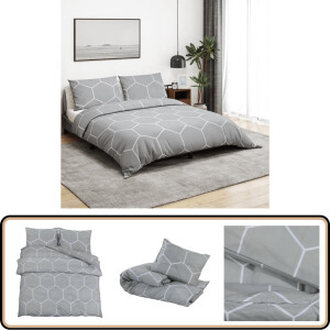 vidaXL Dekbedovertrekset - 200x200 cm - Katoen - Grijs Dekbed - Dekbedden - Dekbedovertrek - Overtrek
