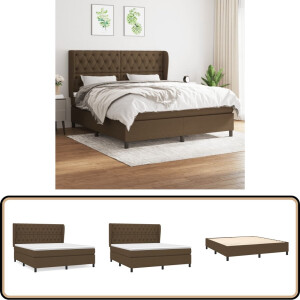 vidaXL Boxspring - Donkerbruin - 160x200 cm Boxspringbed - Donkere Meubels - Tweepersoonsbed - Pocketveermatras - Houten Bed Frame