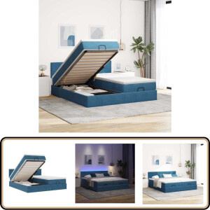 vidaXL Ottoman bed met matrassen en LED's 180x200cm fluweel