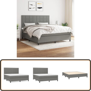 vidaXL Boxspring - Donkergrijs - 160x200 cm - Inclusief matras Boxspring - Bed Frame - Slaapkamer Meubels - Tweepersoons Bed - Grijs Bed