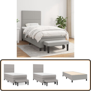 vidaXL Boxspring Lichtgrijs 90x200 cm met Matras Boxspringbed - Boxspring - Tweepersoonsbed - Bed Frame - Grijs Bed