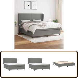 vidaXL Boxspring - Donkergrijs - 180x200 cm - Inclusief Matras Boxspringbed - Boxspring - Donkere Kleuren - Slaapcomfort - Pocketing Matras