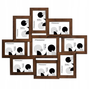 Multifoto lijst bruin 51x61 cm voor 9 foto's, hout MDF