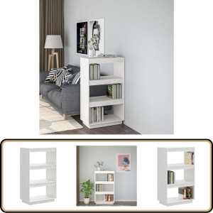 vidaXL Boekenkast/kamerscherm wit grenenhout Bibliotheek - Boekenkast - Grenshouten Boekenkast - Wit Boekenkast - Boekenplank