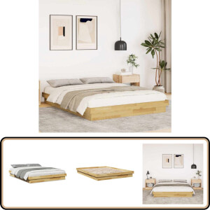 vidaXL - Bedframe - zonder - matras - 150x200 - cm - massief - hout - eiken