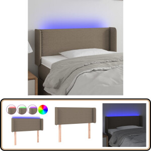 vidaXL Hoofdbord LED 93x16x78/88 cm Taupe Hoofdboard Led - Hoofdbord Met Verlichting - Hoofdbord Taupe - Leeshoek Verhogen - Comfortabel Hoofdbord