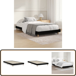 vidaXL Bedframe - Bewerkt hout - Zwart - 100x200 cm Bed Frame - Houten Bed Frame - Tweepersoons Bed Frame - Zwarte Bed Frame - Slaapkamer Meubels