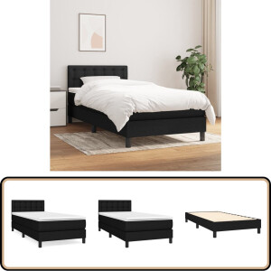 vidaXL Boxspring - Stoffen Bed - Zwart - 80x200 cm Boxspringbed - Pocketvering - Middelhard - Slaapkamer Meubilair - Tweepersoonsbed