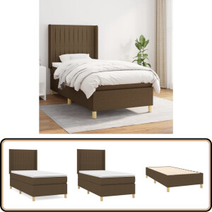 vidaXL Boxspring - Donkerbruin - 90x200 cm Boxspringbed - Donkere Bruine Boxspring - Slaapcomfort - Pocketed Veren Matras - Middenhard Matras
