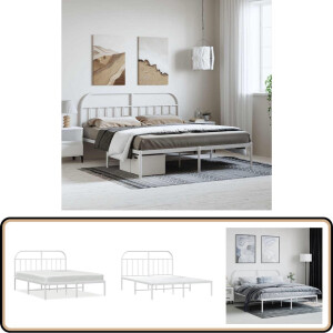 vidaXL Bedframe - Metaal - Wit - 183x213 cm Robuust Bed Frame - Klassiek Bed - Metalen Bedframe - Wit Bedframe - Tweepersoons Bed