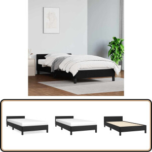 vidaXL - Bedframe - met - hoofdeinde - zonder - matras - 90x190 - cm - zwart
