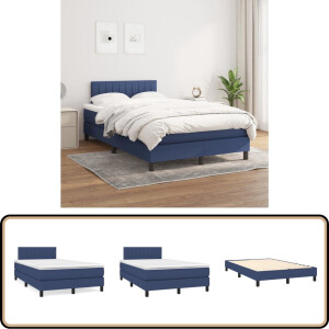 vidaXL Boxspring - Blauw - 120x200 cm - Inclusief Matras Boxspringbed - Boxspring - Slaapkamerinrichting - Tweepersoonsbed - Bed Met Hoofdbord