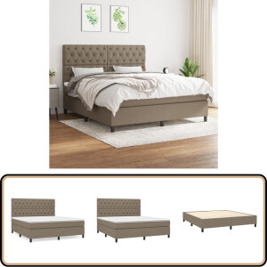 vidaXL Boxspring - Taupe - 160x200 cm - Compleet Bed Boxspringbed - Boxsprings - Slaapkamerinrichting - Tweepersoonsbed - Bed Met Hoofdbord