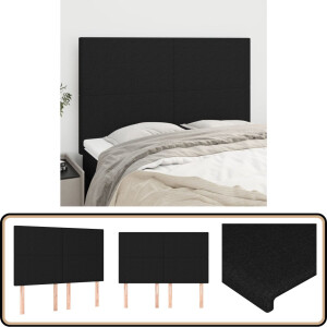 vidaXL Hoofdborden - 4 stuks - Stof - Zwart Hoofd Bord - Hoofdborden - Beddecoratie - Slaapkamers - Zwarte Meubels