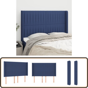 vidaXL Hoofdbord - Stof - Blauw - 147x16x118/128 cm Hoofdboard - Hoofdkussen - Klassiek Design - Blauwe Kleur - Stoffen Headboard