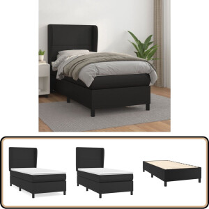 vidaXL - Boxspring - met - matras - stof - zwart - 90x190 - cm