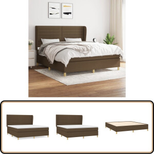 vidaXL Boxspring Donkerbruin 180x200 cm Boxspringbed - Donkere Bruine Boxspring - Pocketveer Matras - Boxspring Frame - Tweepersoons Bed