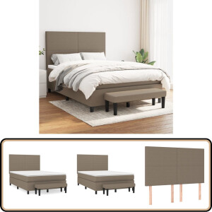 vidaXL Boxspring 140x200 cm met Matras en Bankje Boxspringbed - Pocketvering Matras - Middelharde Ondersteuning - Huidendkundig Topmatras - Multifunctioneel Bankje
