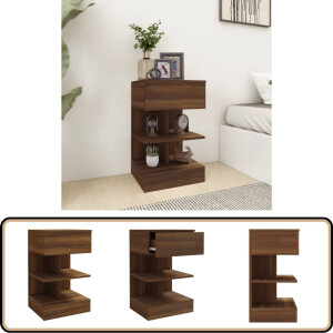 vidaXL Nachtkastje - 40x35x65 cm - Bruin Eiken Nachtkastje - Houten Nachtkastje - Bruine Eiken Meubilair - Slaapkamermeubelen - Bergruimte