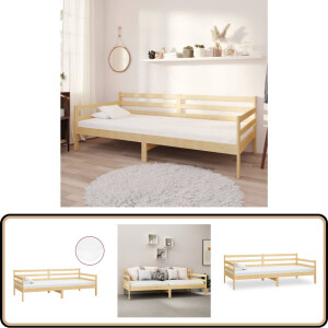 vidaXL Slaapbank - Massief grenenhout - 90x200 cm Slaapbank - Houten Slaapbank - Grenenhout Slaapbank - Tweepersoons Slaapbank - Slaapbanken Met Matras