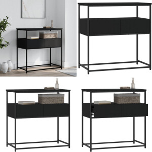 vidaXL Wandtafel 75x40x75 cm bewerkt hout zwart - Wandtafel - Wandtafels - Bijzettafel - Console Tafel