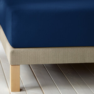 De Witte Lietaer Hoeslaken Laurence Blue Indigo - 140 x 200/220 x h 30 - Katoen Flanel