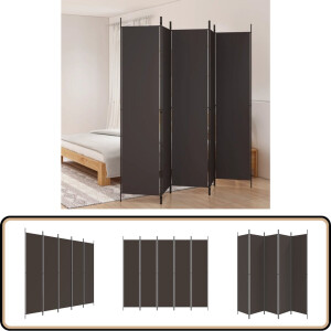 vidaXL Kamerscherm 5 panelen - 250x220 cm - Bruin Kamerscherm - Scheidingswand - Privacy - Stoffen Wand - Bruine Kamerdecoratie