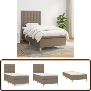 vidaXL Boxspring - Taupe - 100x200 cm - Inclusief Matras Boxspringbed - Boxspring - Slaapkamerinrichting - Tweepersoonsbed - Pocketveermatras