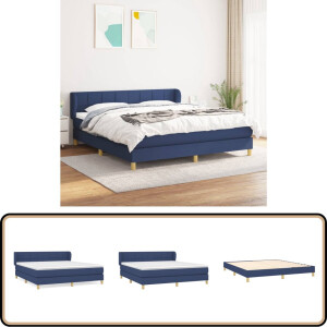 vidaXL Boxspring - Blauw - 180x200 cm - Inclusief Matras Boxspringbed - Luxe Boxspring - Boxspring Frame - Slaapkamer Meubilair - Tweepersoons Bed
