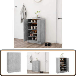 vidaXL Schoenenkast - Betongrijs - 60x35x92 cm Schoenenkast - Schoenenkast Basic - Houten Schoenenkast - Grijze Schoenenkast - Betonnen Schoenenkast