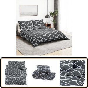 vidaXL Dekbedovertrekset - Grijs - 200x200 cm - Katoen Dekbedovertrek - Katoen - Grijze Bedding - Tweepersoons Overtrek - Standaard 100