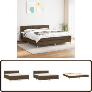 vidaXL Boxspring - Donkerbruin - 160x200 cm - Inclusief Matras Boxspringbed - Boxspring - Slaapkamermeubilair - Tweepersoonsbed - Bruine Bed