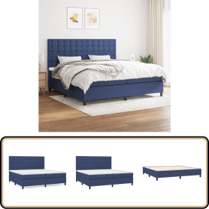 vidaXL Boxspring - Stof - Blauw - 200x200 cm Boxspring Bed - Boxspring - Slaapkamer Meubilair - Tweepersoons Bed - Blauwe Bed