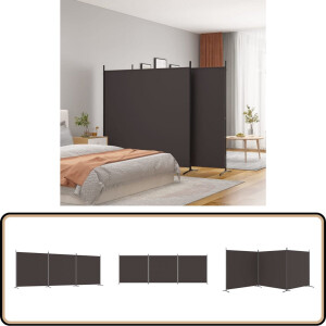vidaXL Kamerscherm - 3 panelen - 525x180 cm - Bruin Kamerscherm - Scheidingswand - Privacy Screen - Stoffen Wand - Bruine Kamerdecoratie