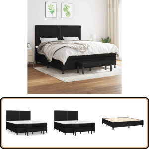 vidaXL Boxspring - Inclusief matras - Zwart - 180x200 cm Boxspringbed - Boxspring - Bed - Tweepersoonsbed - Zware Materialen