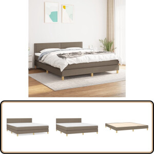 vidaXL Boxspring - Stof - Taupe - 180x200 cm Boxspringbed - Boxspring - Slaapkamerinrichting - Tweepersoonsbed - Bed Met Hoofdbord
