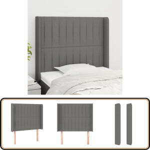 vidaXL Hoofdbord met randen - Donkergrijs Stof Hoofd Bord - Hoofdkussen - Bed Accessoires - Klassiek Design - Grijs