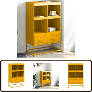 vidaXL Hoge Kast - Mosterdgeel - Staal - 68x39x111,5 cm Hoge Kast - Mustard Geel - Staalkast - Opbergkast - Livingroom Furniture