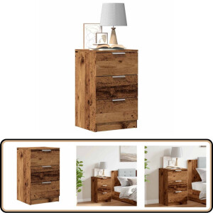 vidaXL Nachtkastje - Nachtkastjes - Bijzettafel - Wandkastje - Nachtkastje 40x36x65 cm bewerkt hout oud houtkleurig
