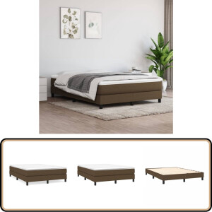 vidaXL Bedframe - Stof - Donkerbruin - 140x190 cm Boxspring Frame - Donkere Bruine Bedframe - Slaapcomfort - Tweepersoon Bed - Stoffen Bedframe