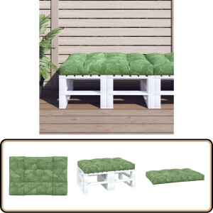 vidaXL Palletkussen - Bladpatroon - 120x80x12 cm Palletkussen - Outdoor Kussen - Tuinkussen - Balkon Kussen - Zitkussen