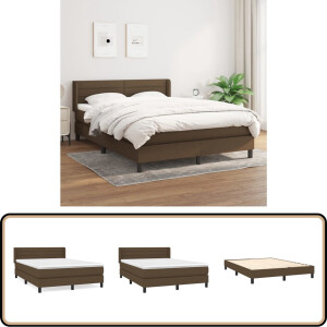 vidaXL Boxspring met matras - Donkerbruin - 140x200 cm Boxspringbed - Donkere Kleuren - Houten Frame - Boxspring - Tweepersoonsbed