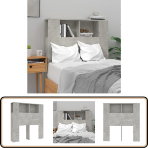 vidaXL Hoofdbordkast - Betongrijs - 100x18,5x104,5 cm Hoofd Bordkast - Hoofdbord - Bedkant - Slaapkamer Meubels - Houten Hoofdbord