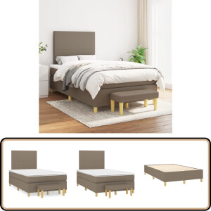 vidaXL Boxspring met matras - Taupe - 120x200 cm Boxspringbed - Boxspring - Tweepersoonsbed - Slaapkamer Meubels - Bed Met Hoofdbord