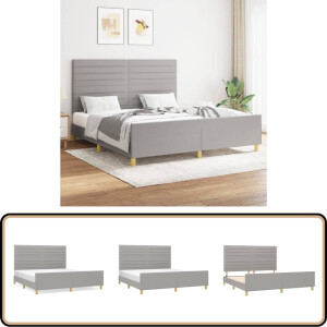 vidaXL Bedframe - Stof - Lichtgrijs - 160x200 cm Bed Frame - Tweepersoons Bed - Boxspring Bed - Slaapcomfort - Hoofdeinde