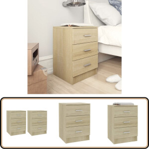 vidaXL Nachtkastjes - 38x35x56 cm - Sonoma Eiken - 2 st Nachtkastje - Nachtkasten - Slaapkamer Meubilair - Houten Meubelen - Sonomaneiken