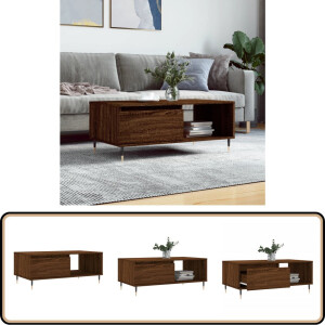 vidaXL Salontafel - 90x50x36,5 cm - Bruin Eiken Salontafel - Houten Salontafel - Bruine Eiken Salontafel - Bijzettafel - Tv Tafeltje