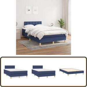 vidaXL Boxspring 120x200 cm Blauw met Matras Boxspringbed - Boxspring - Tweepersoonsbed - Bed Frame - Slaapkamer Meubels