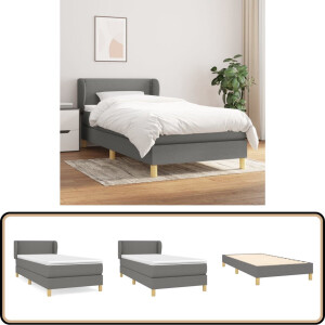 vidaXL Boxspring Donkergrijs 90x200 cm met Matras Boxspringbed - Boxspring - Donkere Kleuren - Slaapcomfort - Pocketveer Matras